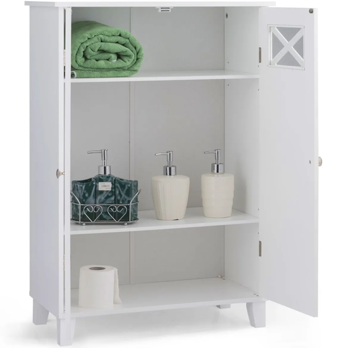 Badezimmerschrank freistehend Badschrank Sideboard Schrank inkl. höhenverstellbarer Ablage 60 x 30 x 87cmweiß