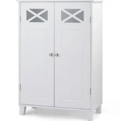 Badezimmerschrank freistehend Badschrank Sideboard Schrank inkl. höhenverstellbarer Ablage 60 x 30 x 87cmweiß