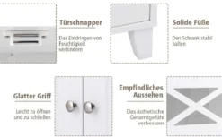 Badezimmerschrank freistehend Badschrank Sideboard Schrank inkl. höhenverstellbarer Ablage 60 x 30 x 87cmweiß