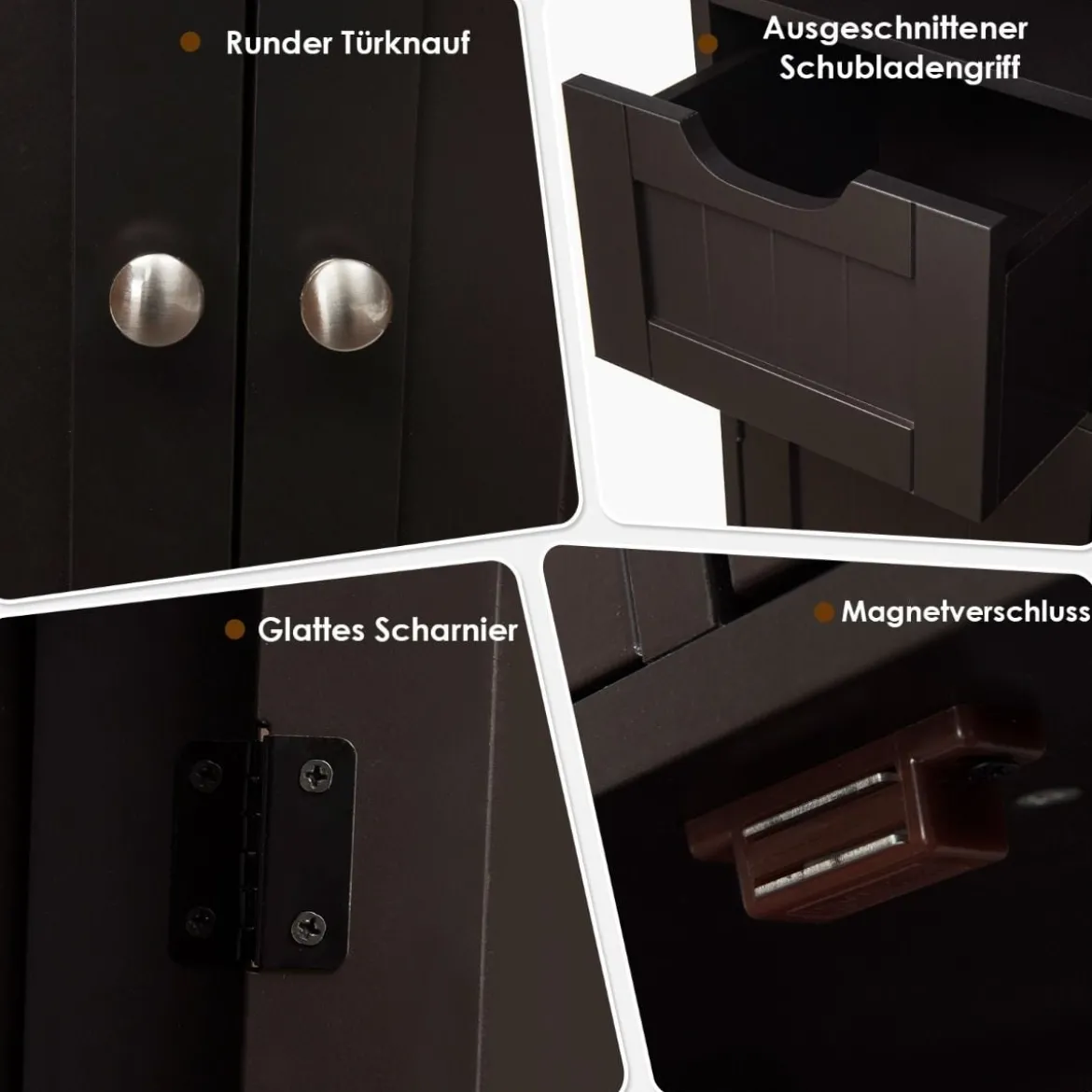 Badezimmerschrank Lagerregal mit einer offenen Ablage 60 x 30 x 109 cm Braun
