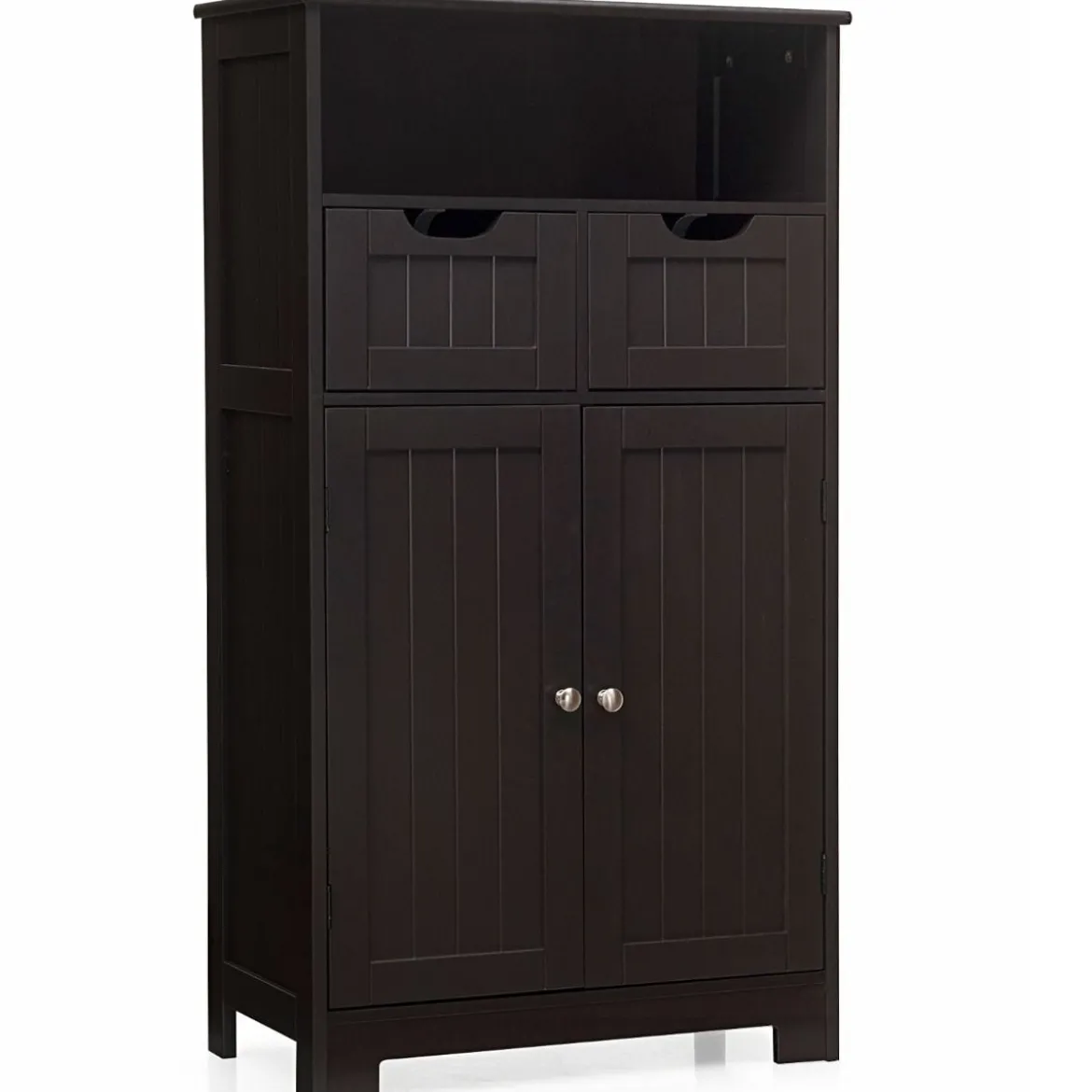 Badezimmerschrank Lagerregal mit einer offenen Ablage 60 x 30 x 109 cm Braun