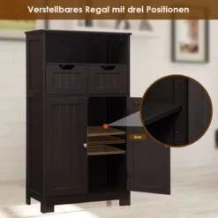 Badezimmerschrank Lagerregal mit einer offenen Ablage 60 x 30 x 109 cm Braun
