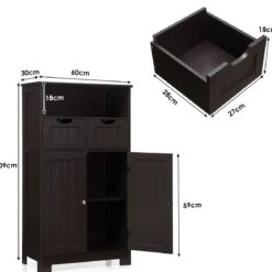 Badezimmerschrank Lagerregal mit einer offenen Ablage 60 x 30 x 109 cm Braun