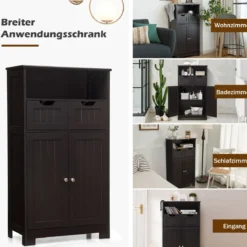 Badezimmerschrank Lagerregal mit einer offenen Ablage 60 x 30 x 109 cm Braun