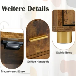 Badezimmerschrank mit Beleuchtung & Schublade & 3 Glasablagen Schmaler Badschrank Vintage