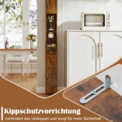 Badezimmerschrank mit Beleuchtung & Schublade & 3 Glasablagen Schmaler Badschrank Vintage
