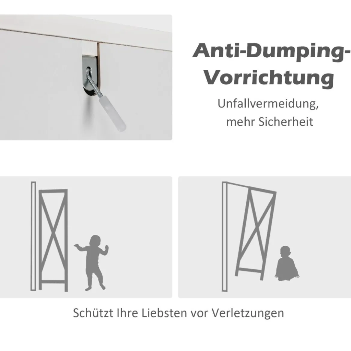 Badezimmerschrank mit 5 Fächern & 2 Lamellentür & Regalen & Kippsicherung Schmaler Hochschrank