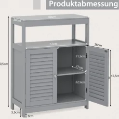 Badezimmerschrank mit Höhenverstellbarer Ablage 60 x 30 x 80,5 cm Grau