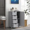 Badezimmerschrank mit 4 Schubladen & 1 Magnetischer Türverschluss Badschrank Grau