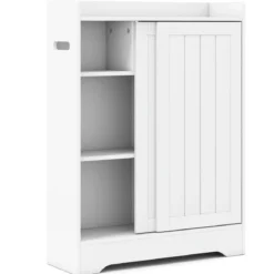 Badezimmerschrank mit Seitlichem Toilettenpapierhalter & Bürstenfach Nischenschrank Weiß