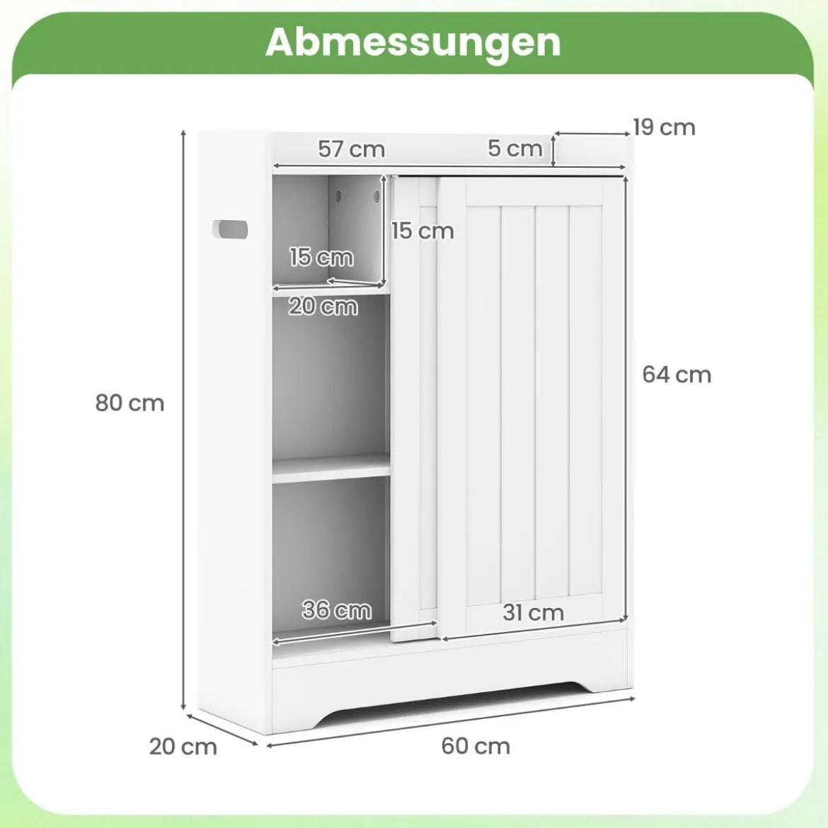 Badezimmerschrank mit Seitlichem Toilettenpapierhalter & Bürstenfach Nischenschrank Weiß