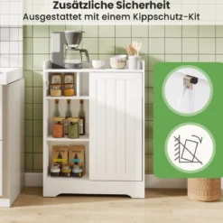 Badezimmerschrank mit Seitlichem Toilettenpapierhalter & Bürstenfach Nischenschrank Weiß