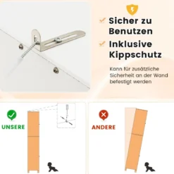 Badezimmerschrank mit 2 Türen & 1 Schublade Freistehender Hochschrank 40 x 30 x 170 cm