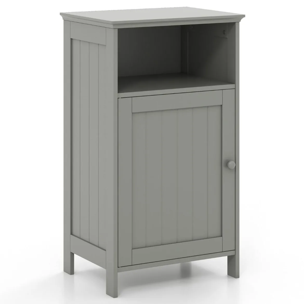 Badezimmerschrank mit Tür & Verstellbarem Regal Multifunktionales Freistehendes Regal Grau