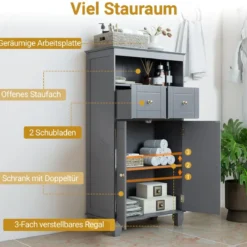 Badezimmerschrank moderner freistehender Aufbewahrungsorganizer mit Türen Grau
