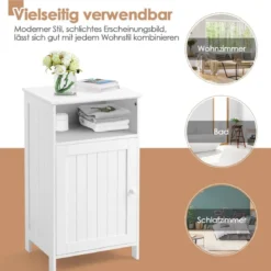 Badezimmer-Schrank Multifunktionales Freistehendes Regal mit Tür 40 X 30 X 70 cm Weiß