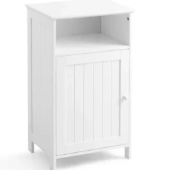 Badezimmer-Schrank Multifunktionales Freistehendes Regal mit Tür 40 X 30 X 70 cm Weiß