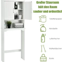 Badezimmerschrank Waschmaschinenschrank mit Verstellbarem Regal 63 x 23 x 168 cm