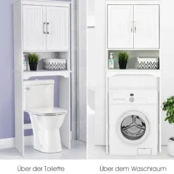 Badezimmerschrank Waschmaschinenschrank mit Verstellbarem Regal 63 x 23 x 168 cm