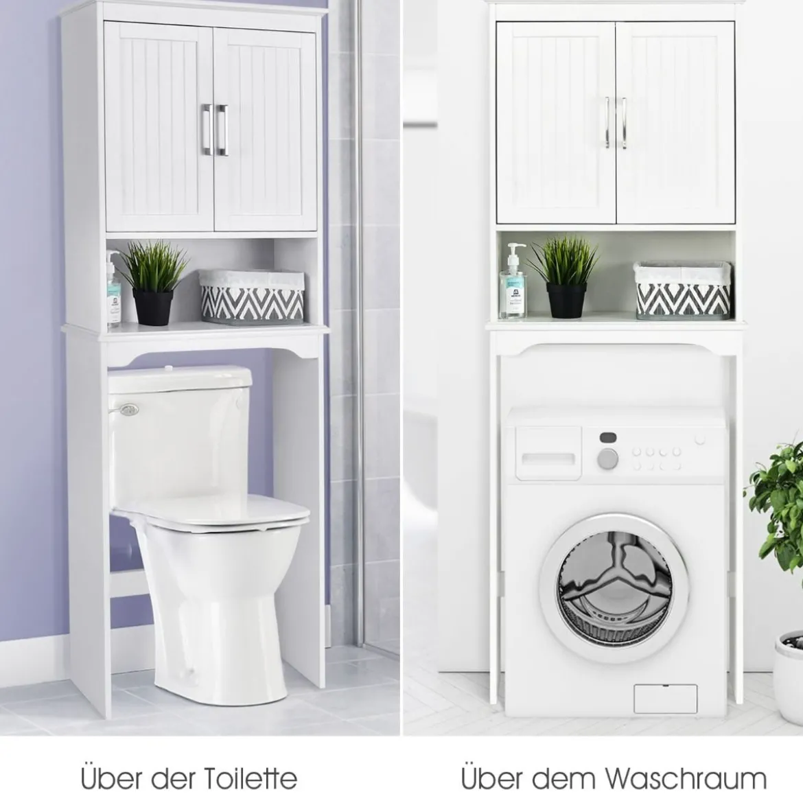 Badezimmerschrank Waschmaschinenschrank mit Verstellbarem Regal 63 x 23 x 168 cm