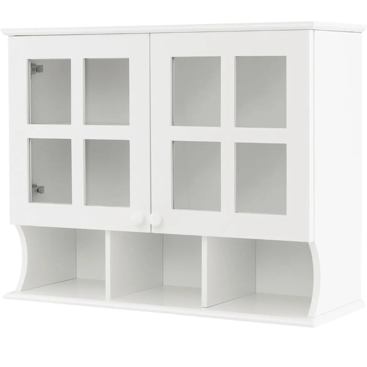 Badezimmerschrank zur Wandmontage Wandschrank mit Regalen und offenen Fächern Weiß