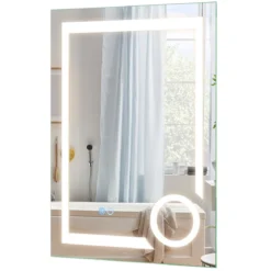 Badezimmerspiegel mit Beleuchtung Anti-Beschlag & 3-fach-Vergrößerungsspiegel 70 x 50 cm Silber