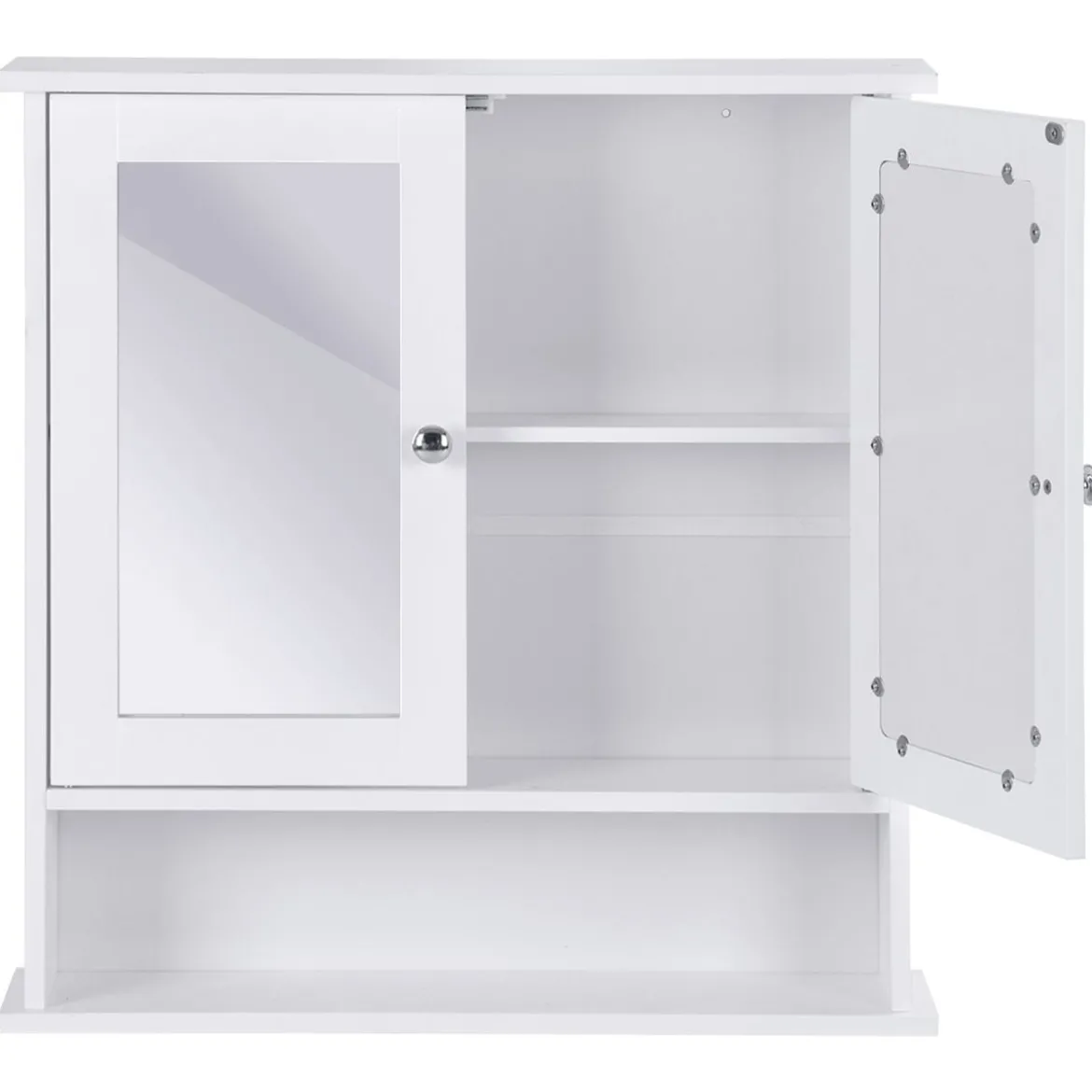 Badezimmer Spiegelschrank mit Höhenverstellbarer Ablage Badschrank mit Spiegel Weiß