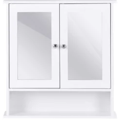 Badezimmer Spiegelschrank mit Höhenverstellbarer Ablage Badschrank mit Spiegel Weiß