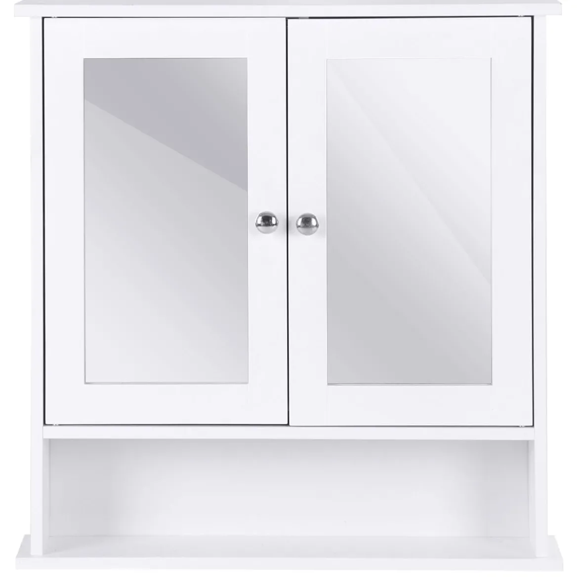 Badezimmer Spiegelschrank mit Höhenverstellbarer Ablage Badschrank mit Spiegel Weiß