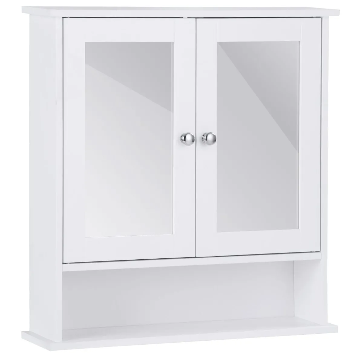 Badezimmer Spiegelschrank mit Höhenverstellbarer Ablage Badschrank mit Spiegel Weiß