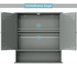 Badezimmer Spiegelschrank mit Höhenverstellbarer Ablage Badschrank mit Spiegel Grau