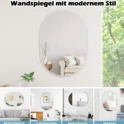 Badezimmerspiegel 70 x 50 cm großer Kosmetikspiegel mit bruchsicherer Folie Schwarz