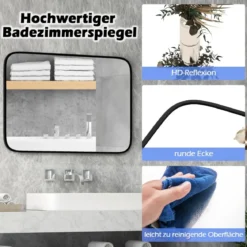 Badezimmerspiegel 70 x 50 cm großer Kosmetikspiegel mit bruchsicherer Folie Rechteckig