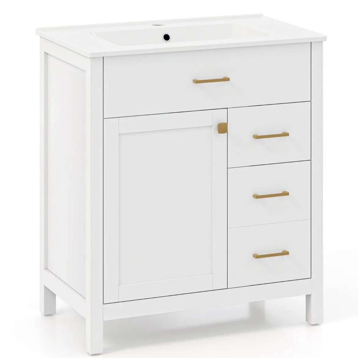 Badezimmer Waschbeckenmöbel mit Becken & 2 Schubladen & 2 Türen Badezimmerschrank