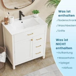 Badezimmer Waschbeckenmöbel mit Becken & 2 Schubladen & 2 Türen Badezimmerschrank