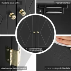 Bad Hängeschrank mit 2Türen & Offener Ablage & Verstellbarem Regal Badschrank Schwarz