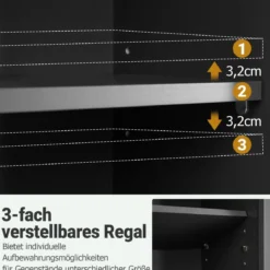 Bad Hängeschrank mit 2Türen & Offener Ablage & Verstellbarem Regal Badschrank Schwarz