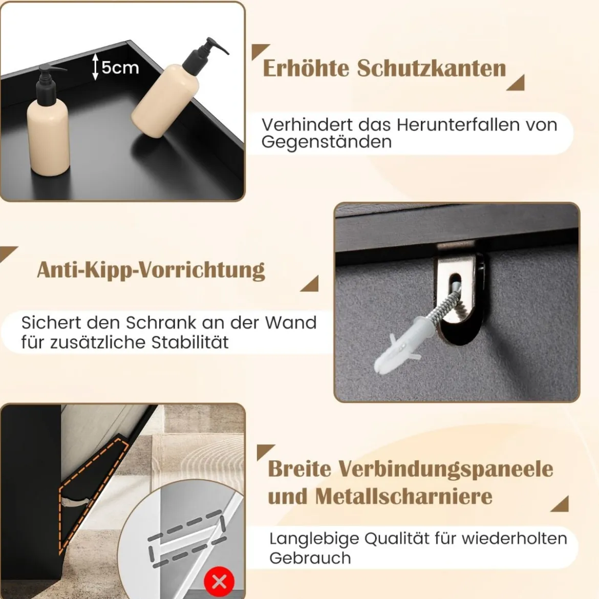 Bad Hochschrank mit Wäschekorb & Verstellbarem Regal Badezimmerschrank Badschrank Schwarz