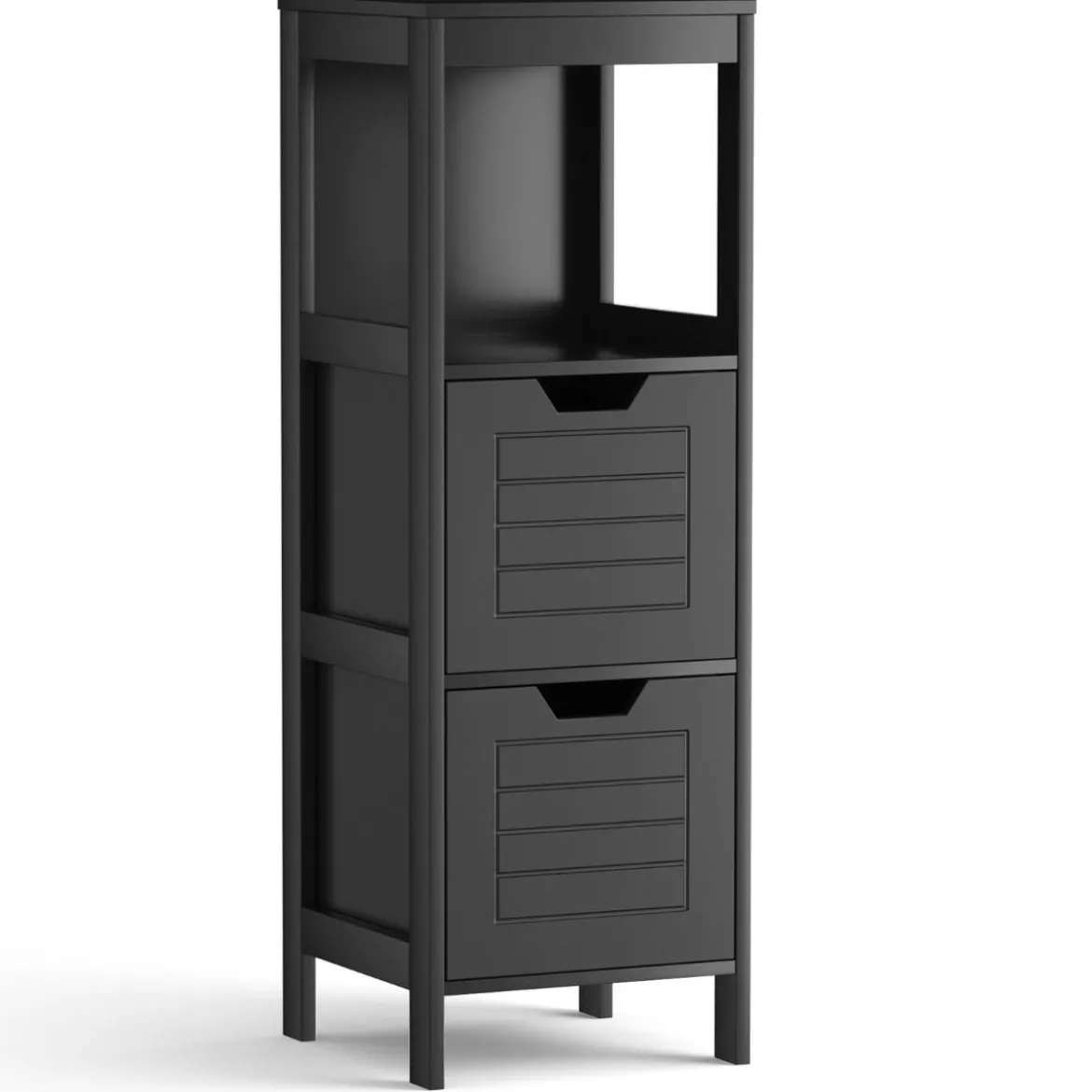 Badkommode aus Holz Badschrank mit 2 Schubladen 30 x 30 x 89 cm Schwarz