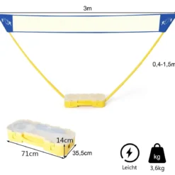 Badmintonnetz Höhenverstellbares Badminton-Netzständer Volleyballnetz 3 x 1,5 m