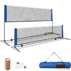 Badmintonnetz mit Ständer Federballnetz höhenverstellbar mit 2 Federbällen & Tragetasche 310 x 102 x 89–155 cm