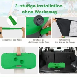 Badminton Netzständer tragbares Federballspiel mit Schlägern Komplett Badminton Set