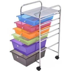 Bad Rollwagen Rollcontainer mit Schubladen Mehrfarbig 37 x 74 x 32 cm PP-Material