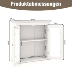 Badschrank Holz Hängeschrank mit Verstellbarem Einlegeboden 51 x 17 x 51 cm Weiß