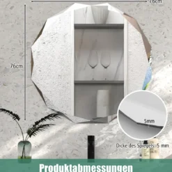 Badspiegel Hängespiegel explosionsgeschützter Wandspiegel Badezimmerspiegel für Bad rund 76 x 76 x 5 cm