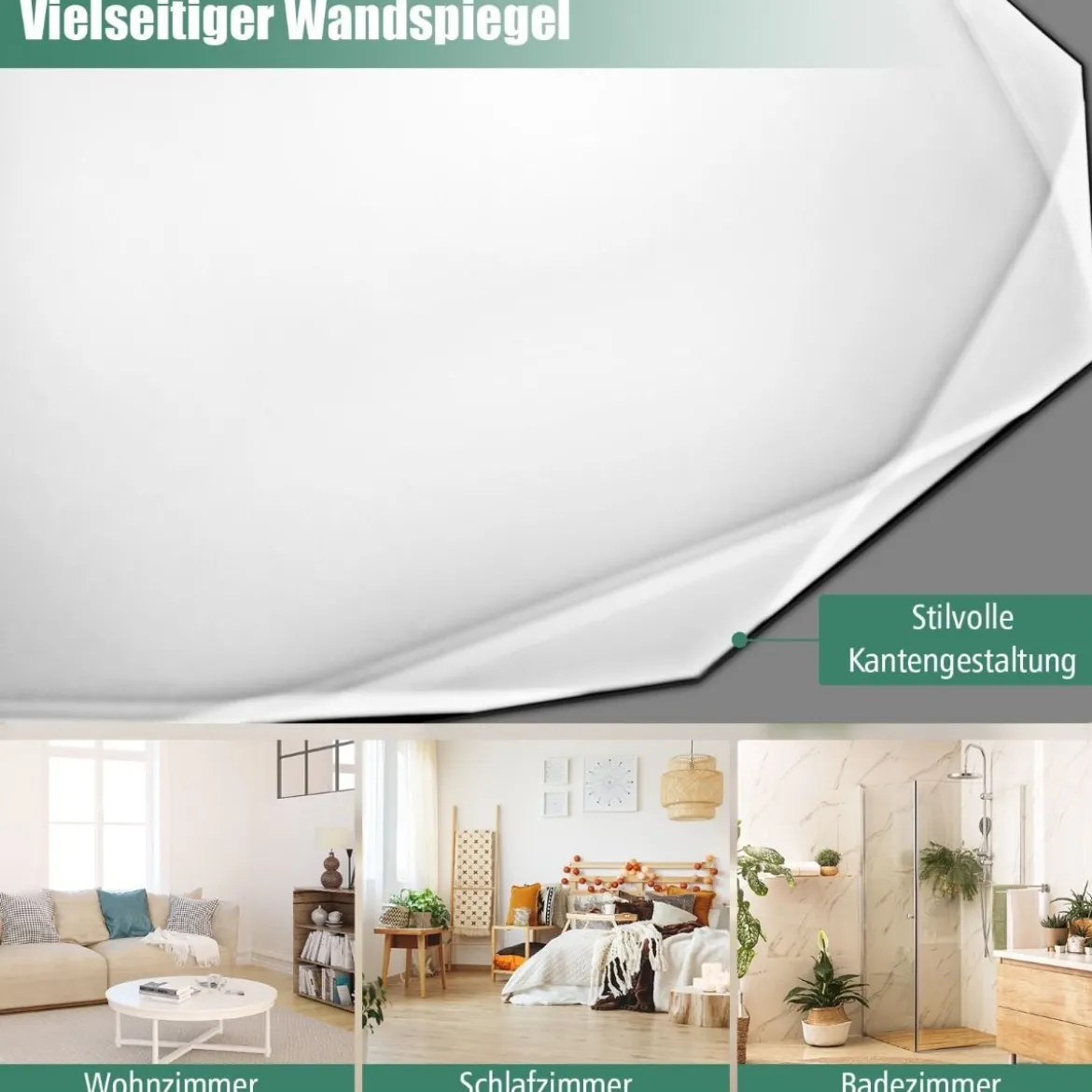 Badspiegel Hängespiegel explosionsgeschützter Wandspiegel Badezimmerspiegel für Bad rund 76 x 76 x 5 cm