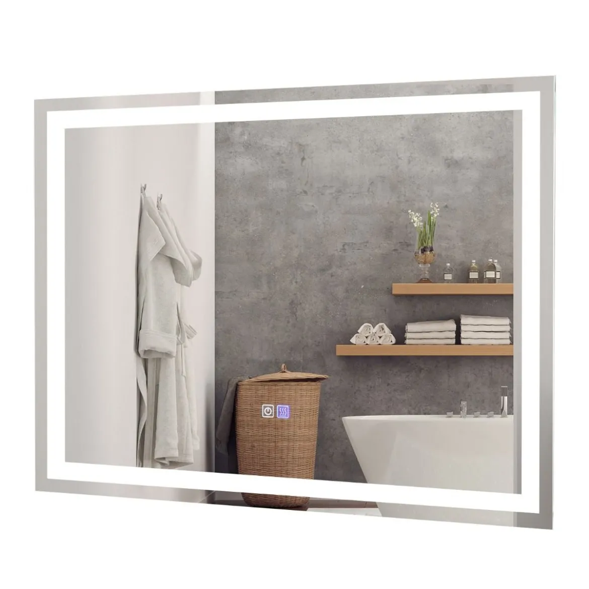 Badspiegel LED-Spiegel mit Einstellbarer Helligkeit und Farbtemperatur 80 x 60 cm