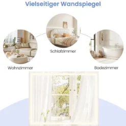 Badspiegel mit Anti-Beschlage Spiegelheizung & Anzeige 3000K-6500K Dimmbarer LED-Spiegel