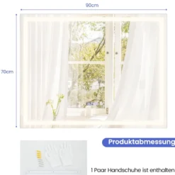 Badspiegel mit Anti-Beschlage Spiegelheizung & Anzeige 3000K-6500K Dimmbarer LED-Spiegel