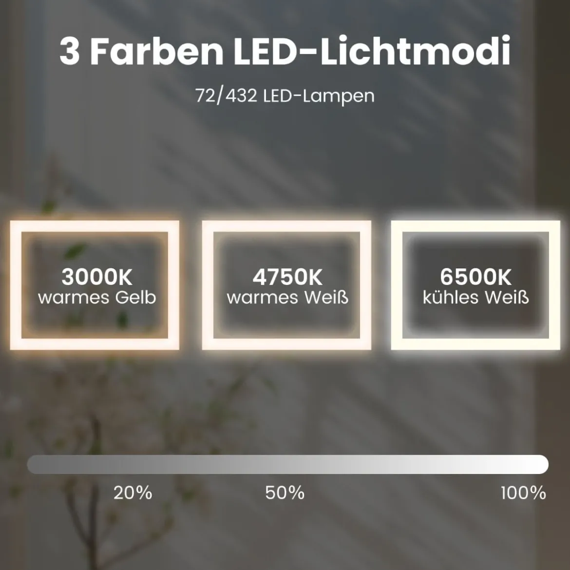 Badspiegel mit Anti-Beschlage Spiegelheizung & Anzeige 3000K-6500K Dimmbarer LED-Spiegel